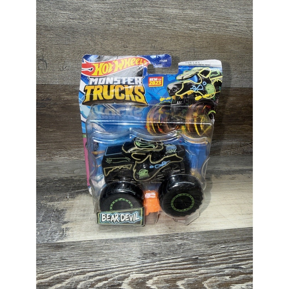 2023 Mattel Hot Wheels Monster Trucks More Nonsense  Bear Devil 3/5 W/ Crush Car